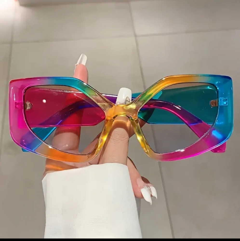 Trendy Polygonal Fashion Glasses, Multi-Color UV400